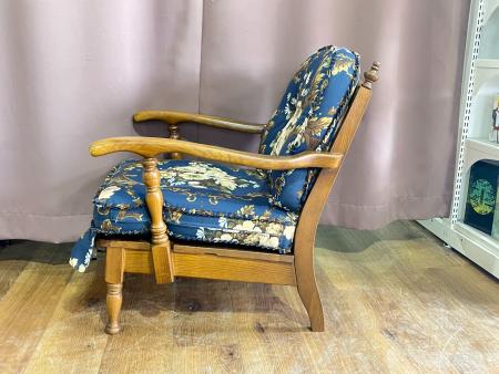 飛騨産業 (ヒダサンギョウ) チェア ブラウン 花柄 1人掛け 穂高