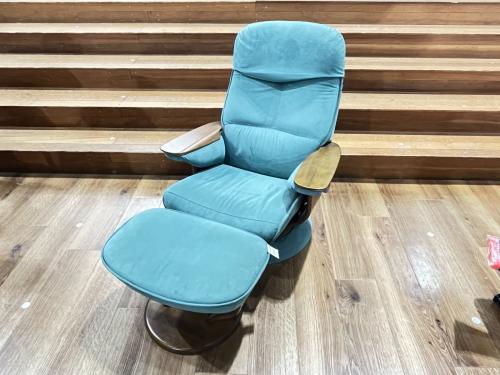 karimoku (カリモク) リクライニングソファー グリーン×ナチュラル オットマン付き 1人掛け RT5320M830 ファブリック