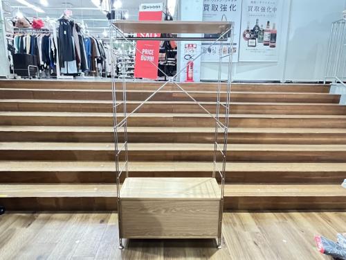 無印良品 (ムジルシリョウヒン) ユニットシェルフ ナチュラル×シルバー 14 2段引き出し・ハンガー付き WD840OK-SS ステンレス×オーク材