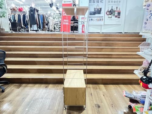 無印良品 (ムジルシリョウヒン) ユニットシェルフ ナチュラル×シルバー 14 2段引き出し・ハンガー付き WD840OK-SS ステンレス×オーク材