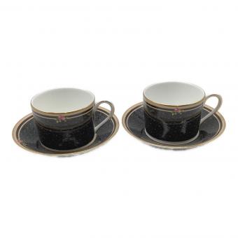Wedgwood (ウェッジウッド) カップ&ソーサー ブラックダマスク クリオ(花柄)