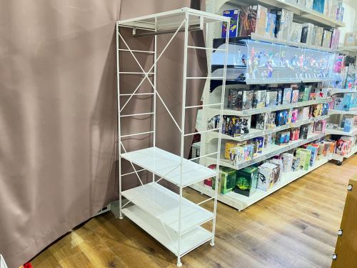 【トレファク府中店】無印良品　ハンガータイプ　ユニットシェルフ　ライトグレー×アイボリー 無印良品 (ムジルシリョウヒン) スチールユニットシェルフ ホワイト