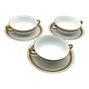 大倉陶園 (オオクラトウエン) スープカップ＆ソーサー キズ有 片葉金蝕 3Pセット