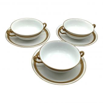 大倉陶園 (オオクラトウエン) スープカップ＆ソーサー キズ有 片葉金蝕 3Pセット