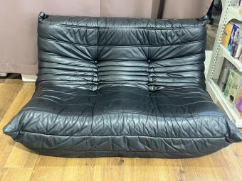 ligne roset (リーンロゼ) 2人掛けソファー ブラック 184 総革 トーゴ