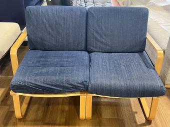 無印良品 (ムジルシリョウヒン) 2人掛けソファー インディゴ デニム/オーク材 リビングでもダイニングでもつかえるソファ