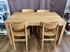 無印良品 (ムジルシリョウヒン) ダイニング5点セット ラウンジチェア4脚 幅:約140㎝ ナチュラル