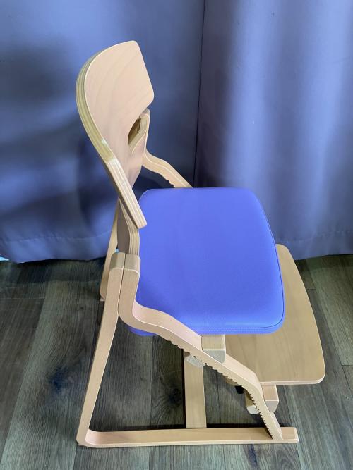 豊橋木工 (トヨハシ モッコウ) チェア ナチュラル×パープル アップライトチェア 子どもの姿勢を守る椅子
