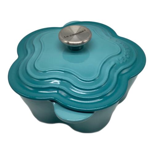LE CREUSET (ルクルーゼ) 両手鍋 ターコイズ ブルー ココットフルール