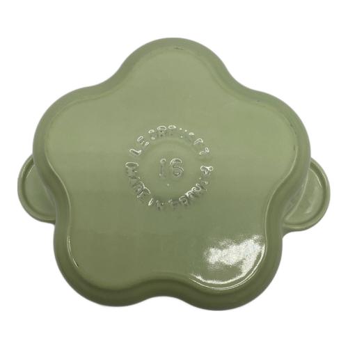 LE CREUSET (ルクルーゼ) 両手鍋 16cm グリーン ココット・フルール