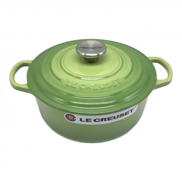 LE CREUSET (ルクルーゼ) 両手鍋 16cm グリーン ココット・フルール