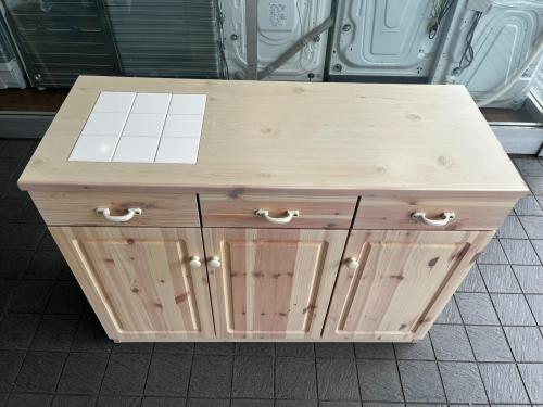 大川家具 (オオカワカグ) キッチンカウンター フレンチカントリー 幅:約114㎝ ベージュ×ホワイト エコル