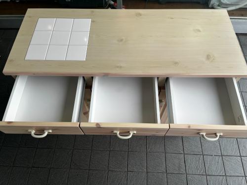 大川家具 (オオカワカグ) キッチンカウンター フレンチカントリー 幅:約114㎝ ベージュ×ホワイト エコル