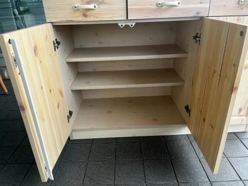 大川家具 (オオカワカグ) キッチンカウンター フレンチカントリー 幅:約114㎝ ベージュ×ホワイト エコル