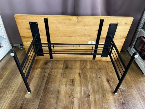 Knot antiques (ノットアンティークス) ダイニングテーブル TSN-1389 幅:約140㎝ ナチュラル×ブラック グリッドⅡ
