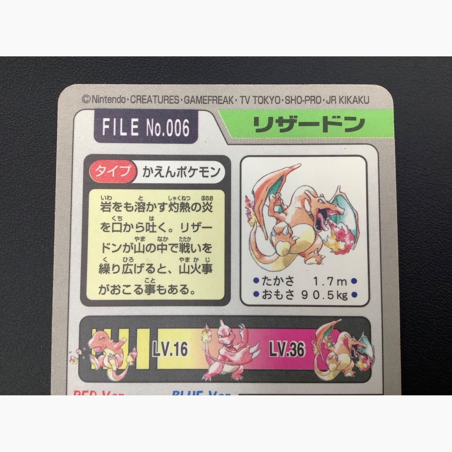 BANDAI カードダス ポケットモンスター FILE No.006 リザードン かえん 