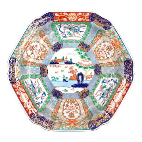 有田焼 (アリタヤキ) 深皿 錦色絵山水