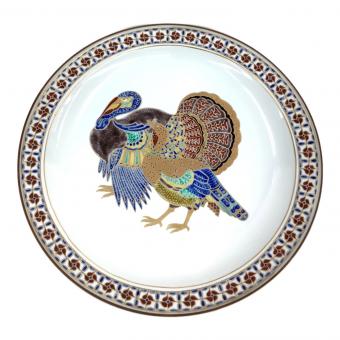 北山雲平 飾り皿 七面鳥図