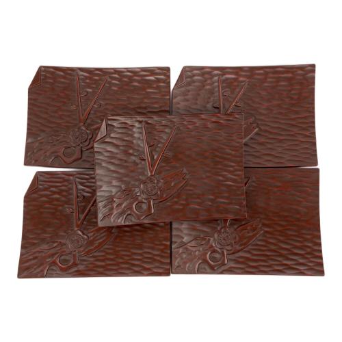 鎌倉彫 和歌美屋 銘々皿 5枚セット 角折 梅