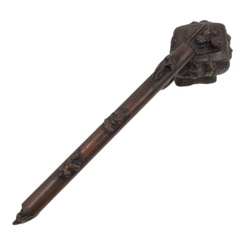 赤銅製 獅子矢立香炉 時代物