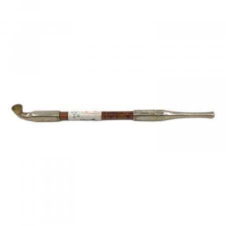 京都 村田製 茶席用 洋銀キセル 全重量約35.8g 刻印 銀細工 時代物