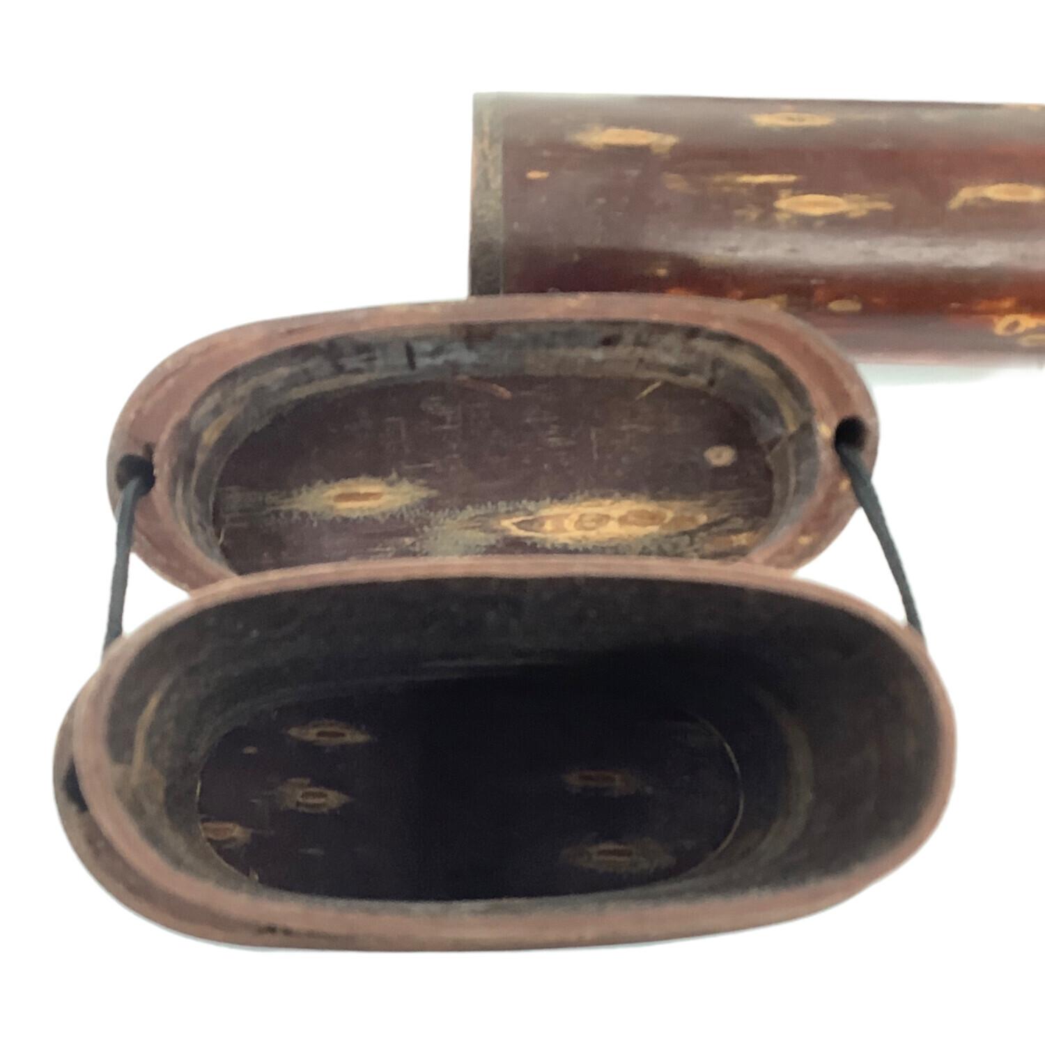 桜皮細工 (オウヒザイク) 総樺 煙管具 キセル 煙草入 時代物 クラック