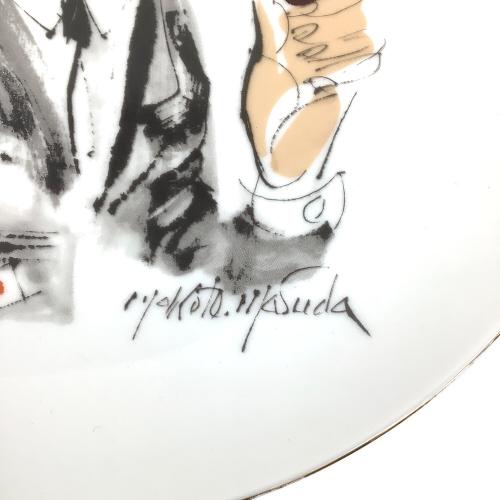 増田 誠 陶器プレート 「パイプを噛む老紳士」