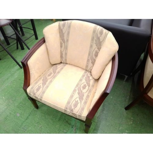 マルニ木工 アームチェアー ブラウン×アイボリー ビーチ材×ファブリック 地中海シリーズ　ニース?