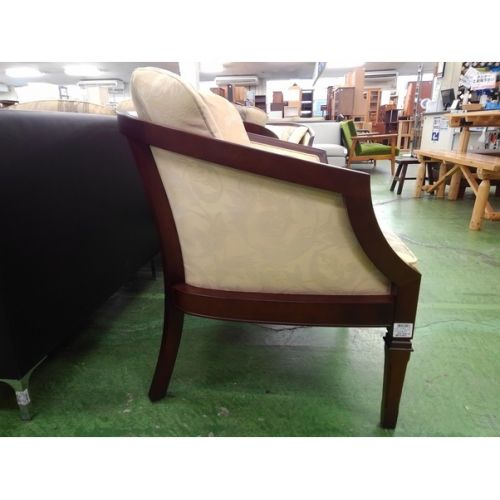 マルニ木工 アームチェアー ブラウン×アイボリー ビーチ材×ファブリック 地中海シリーズ　ニース?