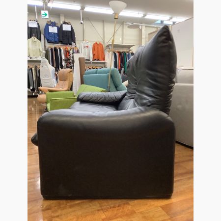 ヴィンテージ■カッシーナ■マラルンガ　2人掛け　ソファ　本革　ブラック　Cタグ CASSINA (カッシーナ) 2人掛けソファー ブラック 157 総革 マラルンガ
