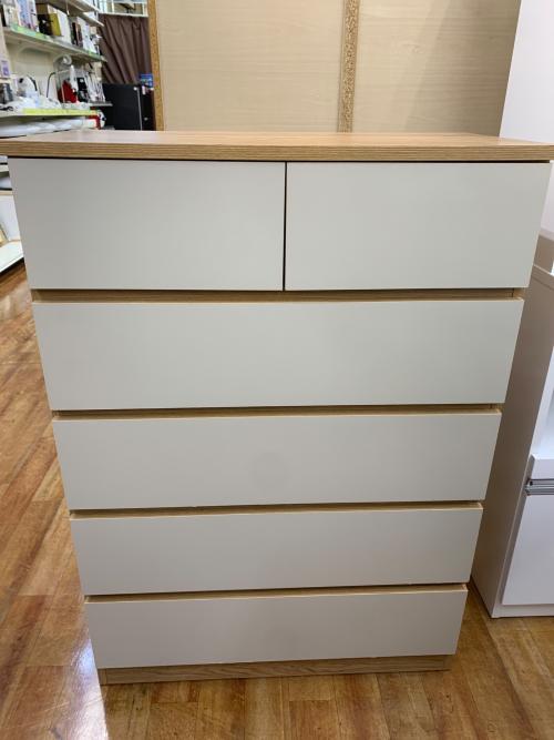 ハイチェスト ホワイト×ナチュラル 59 5段