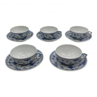 ROYAL COPENHAGEN (ロイヤル・コペンハーゲン) カップ&ソーサー 保存ヨゴレ有 ブルーフルーテッド・ハーフレース 5Pセット