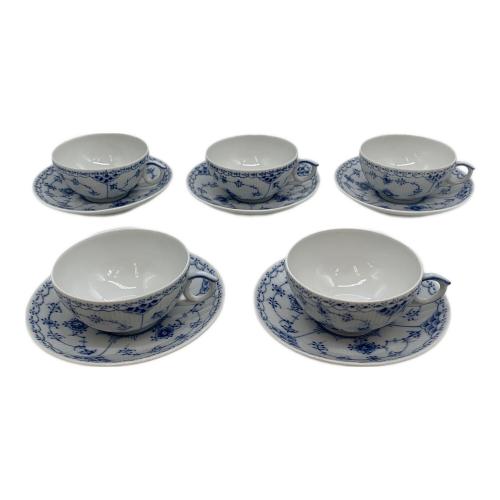 ROYAL COPENHAGEN (ロイヤル・コペンハーゲン) カップ&ソーサー 保存ヨゴレ有 ブルーフルーテッド・ハーフレース 5Pセット