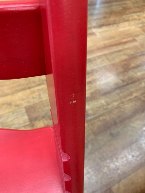 ★リユースのサカイ水戸店★ STOKKE ベビーチェア レッド H×D×W クリーニング済み MT6169 ストッケ トリップトラップ ベビーチェア ハイチェア レッド 北欧