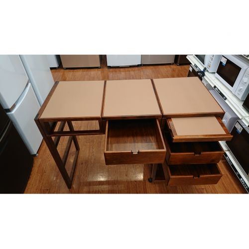 豊岡クラフト (トヨオカクラフト) 双様デスク イス付 折りたたみワゴン