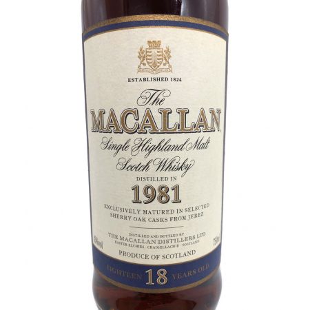 マッカラン (MACALLAN) スコッチ 750ml 箱付 18年 1981 未開封