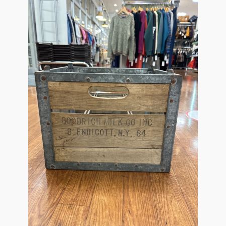 ヴィンテージ アイアンウッドボックス 木箱 ミルククレート wooden box ヴィンテージアイアンウッドボックス ミルククレート グレー×ブラウン
