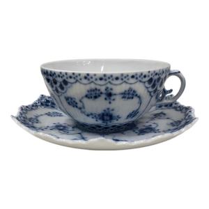 ROYAL COPENHAGEN (ロイヤル・コペンハーゲン) カップ&ソーサー 081/082 六角プレート ブルーフルーテッド・フルレース