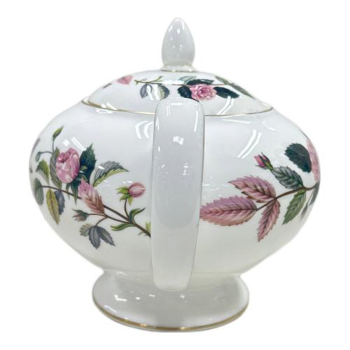 Wedgwood (ウェッジウッド) ティーポット 付け根ヒビ有 黒壺 ホワイト×ピンク ハザウェイローズ