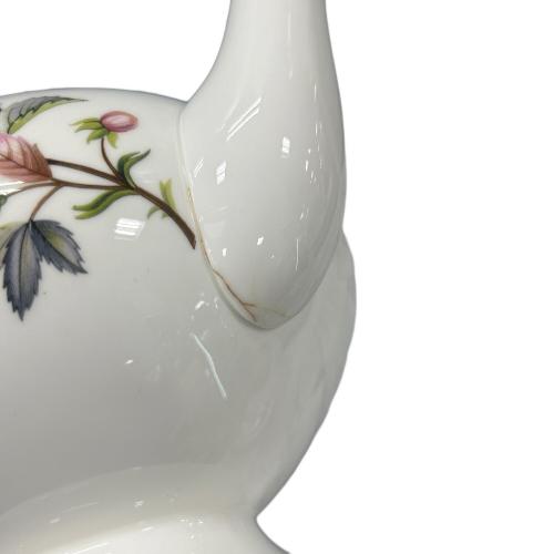 Wedgwood (ウェッジウッド) ティーポット 付け根ヒビ有 黒壺 ホワイト×ピンク ハザウェイローズ