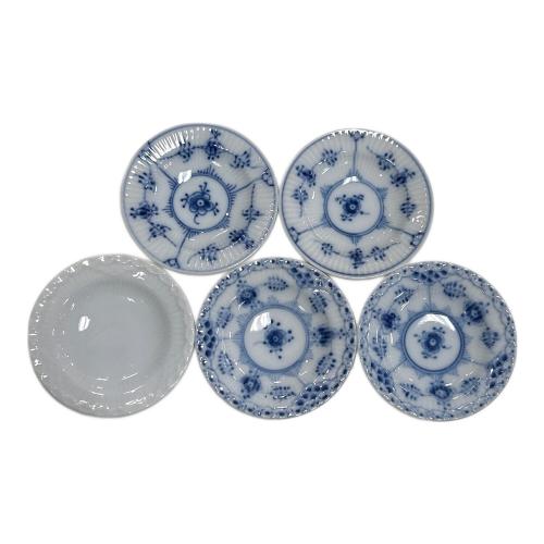 ROYAL COPENHAGEN (ロイヤル・コペンハーゲン) ミニプレート ブルーフルーテッド・プレイン2P ブルーフルーテッド・フルレース2P ホワイトフルーテッド1P 計5Pセット