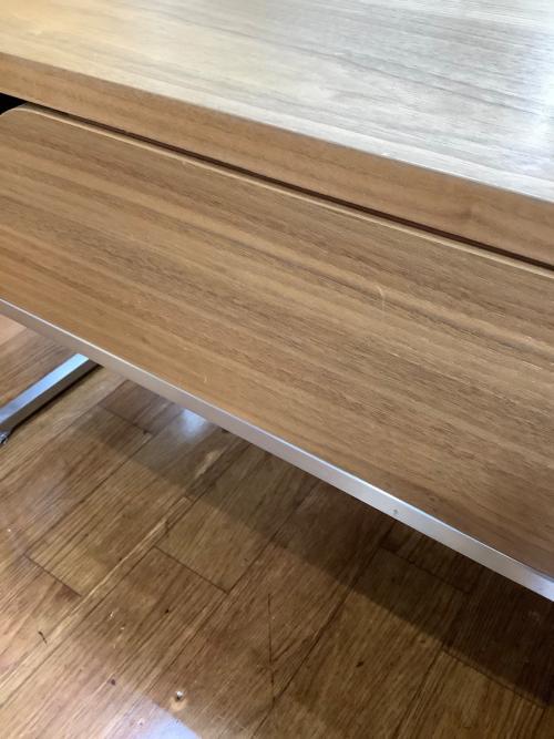 ローテーブル ナチュラル×シルバー 昇降式