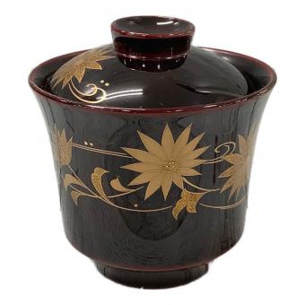 輪島屋善仁 (ワジマヤゼンニ) 溜塗 春菊薪絵 輪島塗 湯呑み