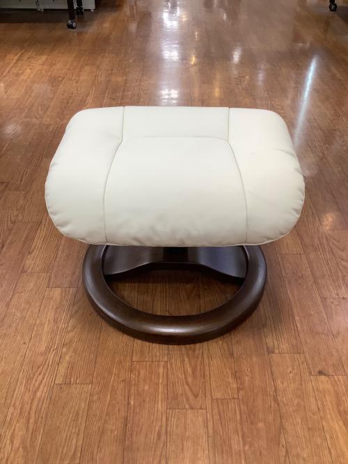 Simmons (シモンズ) オットマン アイボリー×ブラウン レザー