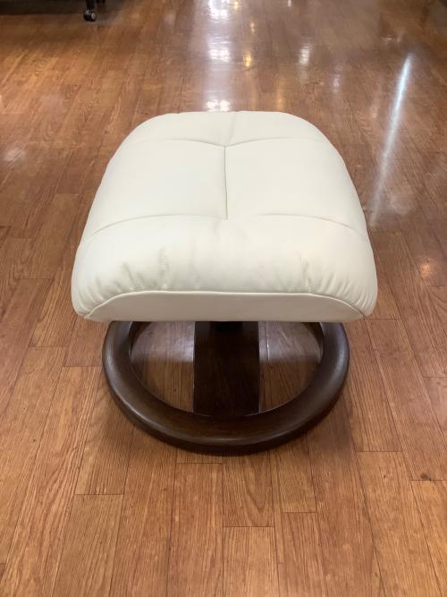 Simmons (シモンズ) オットマン アイボリー×ブラウン レザー