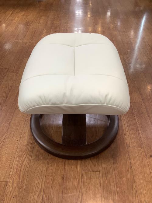 Simmons (シモンズ) オットマン アイボリー×ブラウン レザー