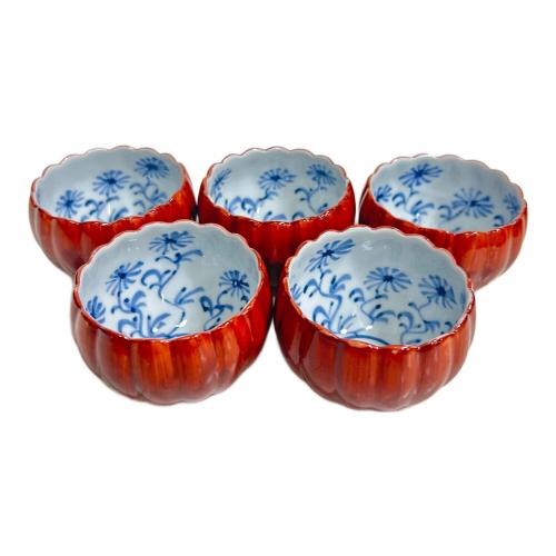 源右衛門窯 (ゲンエモンガマ) 小付 小鉢 朱泥 5Pセット 箱付