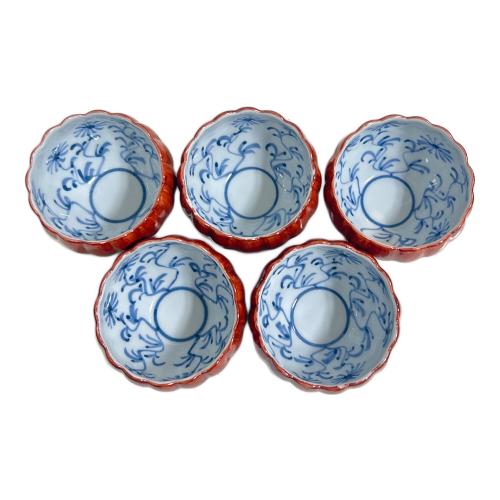 源右衛門窯 (ゲンエモンガマ) 小付 小鉢 朱泥 5Pセット 箱付