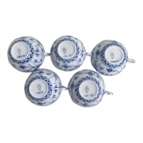 ROYAL COPENHAGEN (ロイヤル・コペンハーゲン) カップ&ソーサー ブルーフルーテッド・フルレース ソーサー1枚欠品 カップ5･ソーサー4Pセット