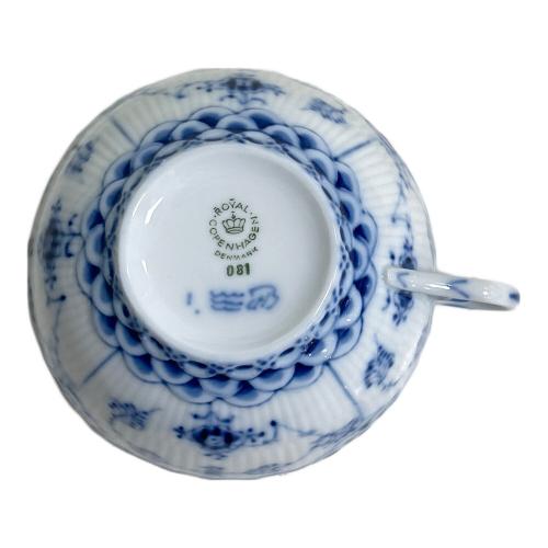 ROYAL COPENHAGEN (ロイヤル・コペンハーゲン) カップ&ソーサー ブルーフルーテッド・フルレース ソーサー1枚欠品 カップ5･ソーサー4Pセット